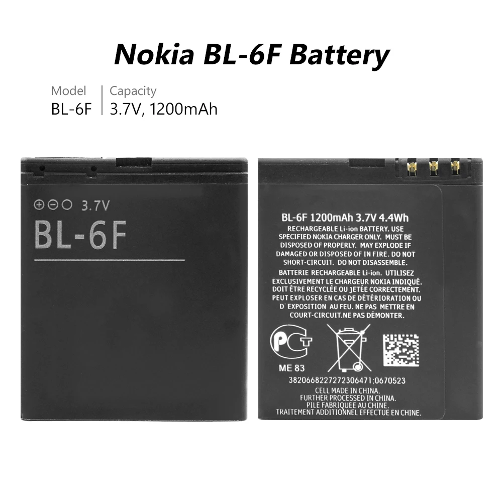 2019 оригинальный Горячая Распродажа 1200 мАч BL 6F BL6F для Nokia N78 N79 N95 6788 6788I сменная