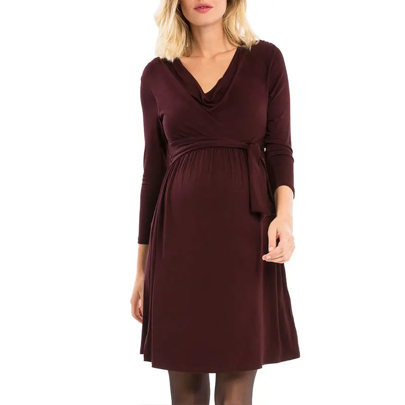

Solid Maternity Dresses Nursing Top Breastfeeding Pregnancy Dress For Pregnant Women Summer Vestido Embarazada Robe Grossesse