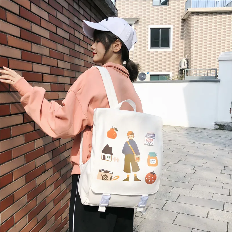 

Canvas Travel Backpack Women School Bag For Teenagers Girl Shoulder Bag Large Capacity Girls Harajuku Student Bookbag Mochilas