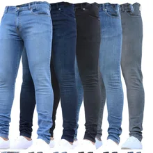 Мужские джинсы в стиле хип-хоп, брюки, однотонные джинсы, узкие брюки, джинсы, Мужская одежда, Стрейчевые джинсы