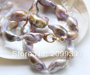 

6688fayan 003410 WOW! BIG 26mm Natural purple Baroque Reborn Keshi pearls necklace