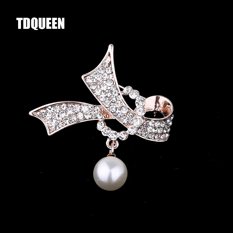 

TDQUEEN Pearl Brooches for Women Clear Rhinestone Crystal Large Pins Badges Elegant Lady brochs Brand Designer Pins And Brooches