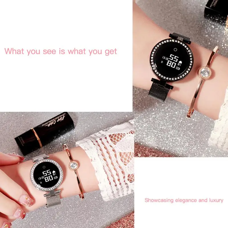

New Luxury Smart Watch Women Girl Diamond Mounting Design Heart Rate Calorie Fitness Tracker IP68 Sleep Tracker Smart watch