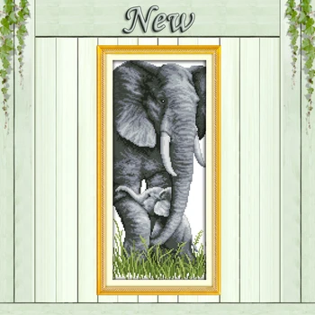 

Elephant mother and son baby animal Counted Printed on the canvas DMC 14CT 11CT Cross Stitch DIY Needlework Kits Embroidery Sets