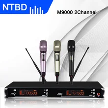 NTBD сценические церковные караоке вечерние M9000 UHF профессиональный двойной беспроводной микрофон системы 2 ручной 2 канала