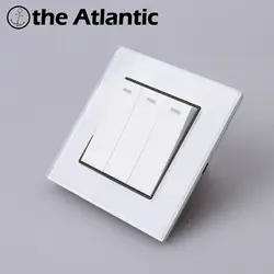 Atlantic выключатель Кристалл закаленное Стекло Панель Роскошные выключатель света Кнопка 3 gang переключатель стены прерыватель 16A Стандартный