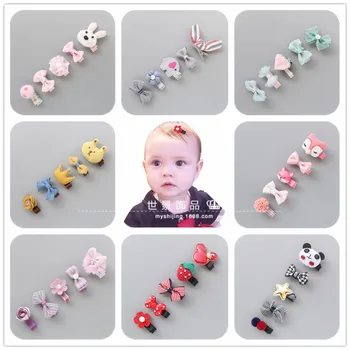 

5pcs Cute Hairpins For Girls Lovely Cartoon Headwears Kids Children Flower Hair Wear Gifts Baby Newborn Bowknot Hair Accessories