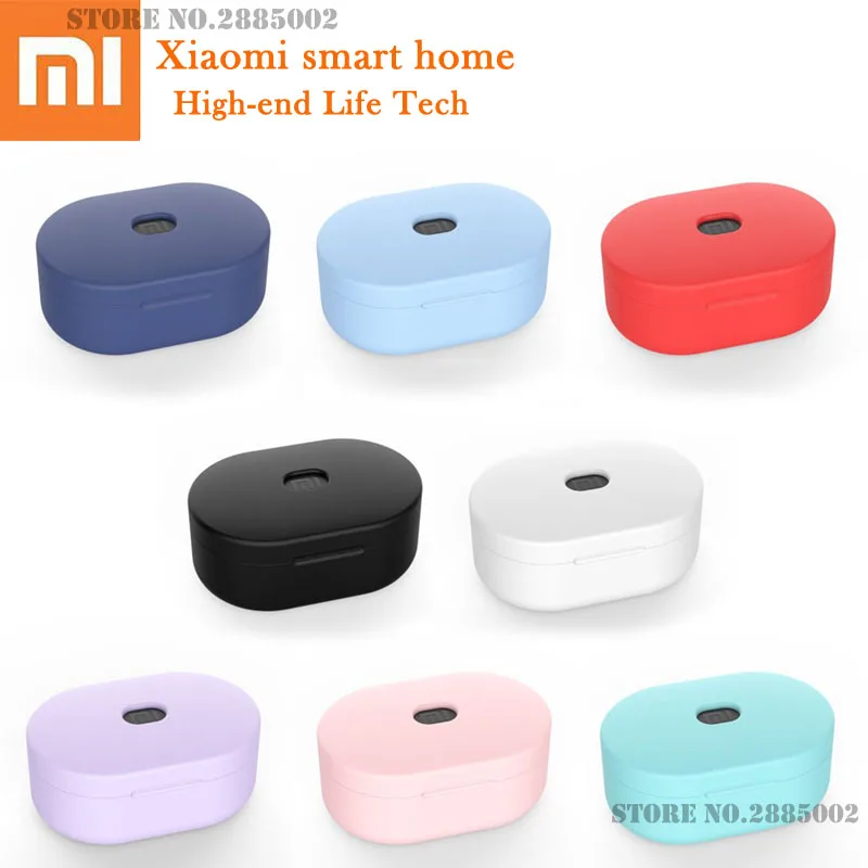 

For Xiaomi Redmi Airdots Earphones Protective Case Solid Color Silicone Earphone Cover Headsets Dustproof Anti-fall Storage box
