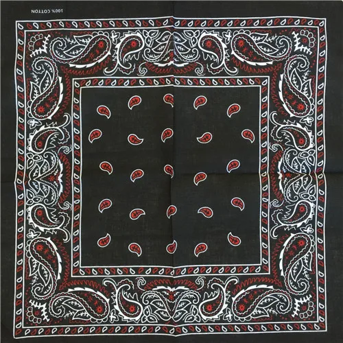 100% Cotton  Hip Hop Skull  Black Paisley Bandana Bandanna Headwear/Hair Band Scarf Neck Wrist Wrap Band Headtie For Women/Mens head scarf men Scarves