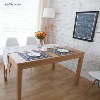 

Free Shipping Trees Black Placemat Kitchen Accessories Cotton Linen Cloth Mats Pads Dining Table Placemats Mantel Individual
