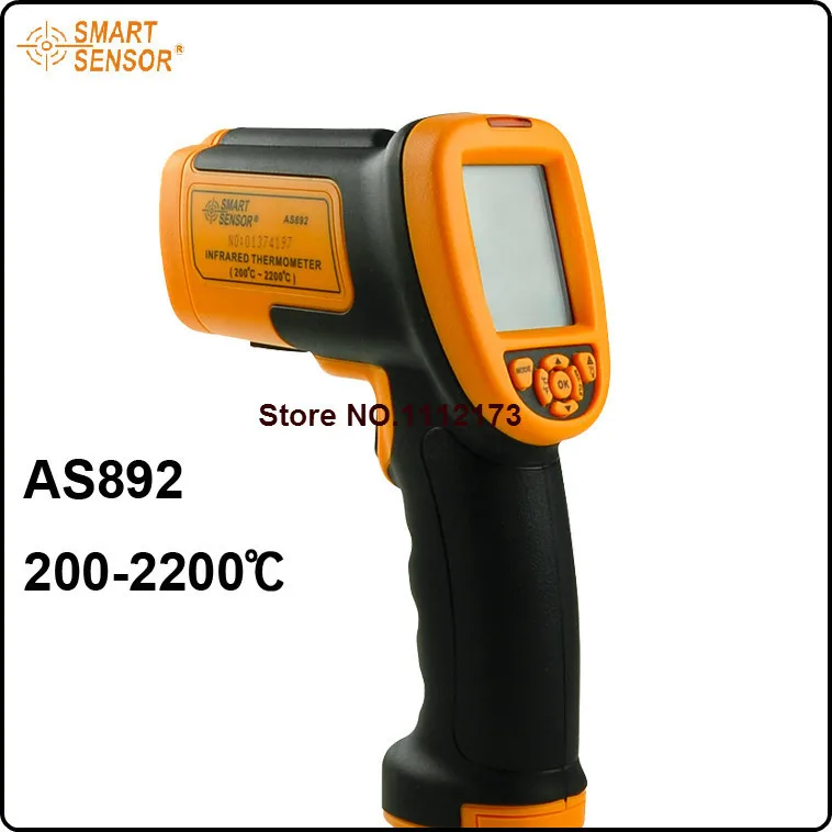 

AS892 high temperature Non-contact laser IR infrared thermometer temperature measurement point Gun 200-2200C Free shipping
