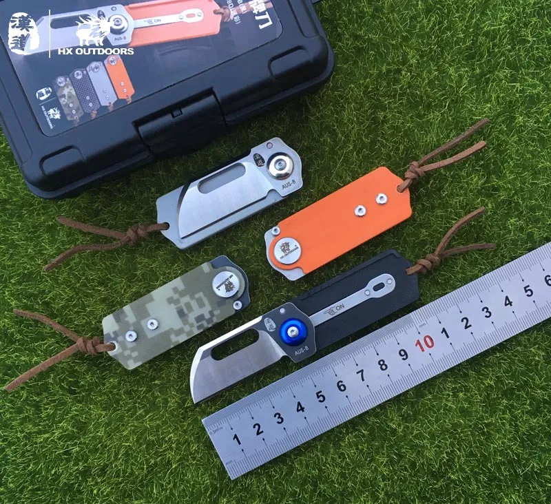 

HX OUTDOORS NEW EDC armycard AUS - 8 folding knife wilderness survival knife blade G10 handle black carbon fiber EDC tool