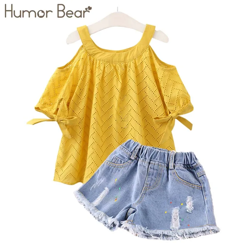 

Humor Bear Girls Clothing Sets Kids Clothes Baby Girl Clothes 2018 Summer Baby Bay clothes Hollow out Tops+ Pant 2-6Y
