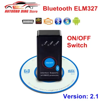 

Bluetooth ELM327 V2.1 OBD2 Car Diagnostic Tool ELM327 Power Switch V2.1 On/Off Button ELM 327 Auto Scanner For OBDII Protocols