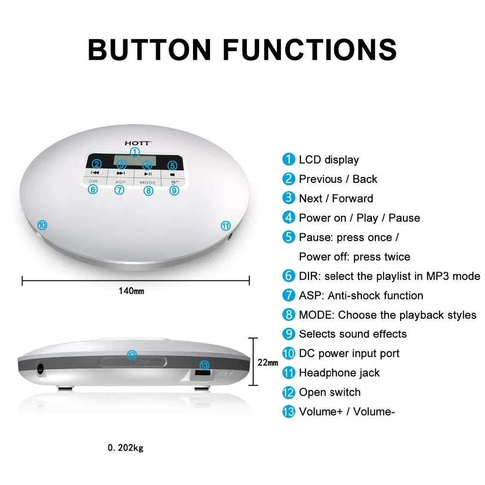 Portable CD Player HOTT Portable Personal CD