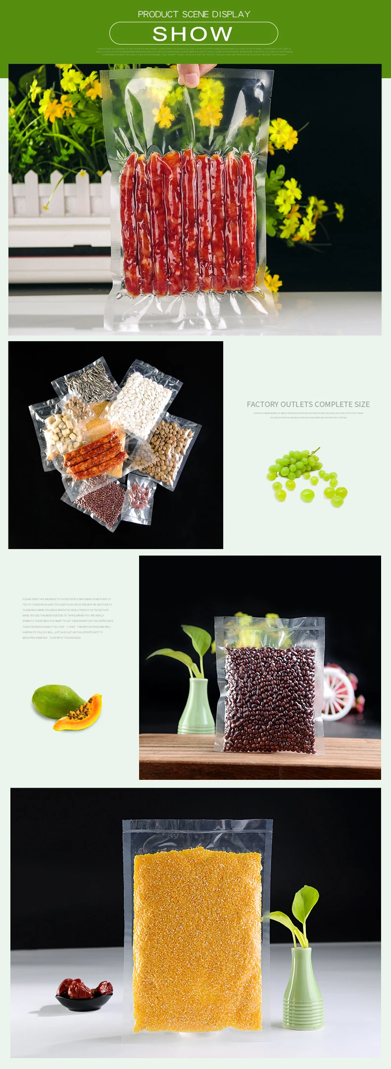 0,16 мм 20-40 см вакуумная нейлоновая прозрачная упаковочная сумка для приготовления пищи герметичная пластиковая посылка для хранения мясных закусок чая