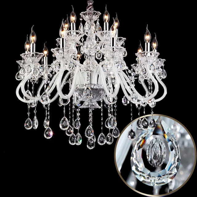18 Lights High Quality White Transpa Crystal Chandelier 18 Lights High Quality White Transpa Crystal Chandelier Res De Cristal Lampada Light Contemporary