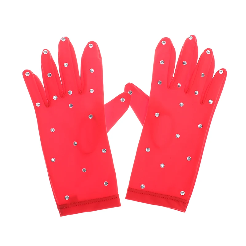 22 цвета, наручные перчатки для фигурного катания, тренировочные перчатки для катания на льду, изысканная безопасность для детей и взрослых, блестящие стразы, цвет кожи, черный, белый - Цвет: red