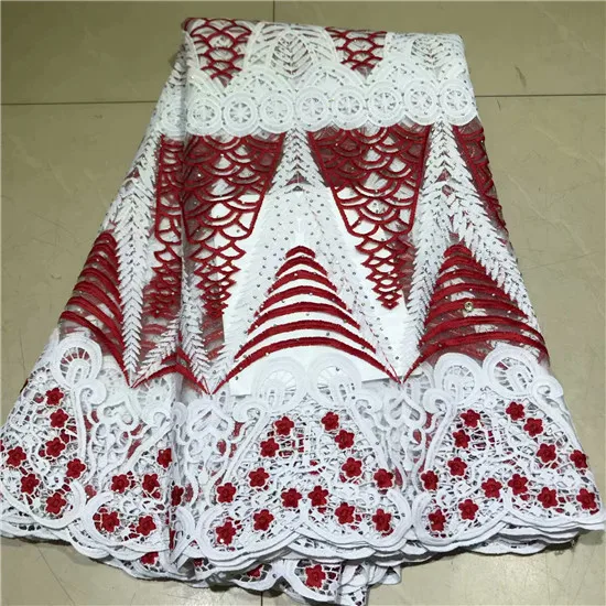 

white red African Lace Fabric 2019 High Quality French Lace Fabric With Stone Nigerian Tulle Mesh Lace