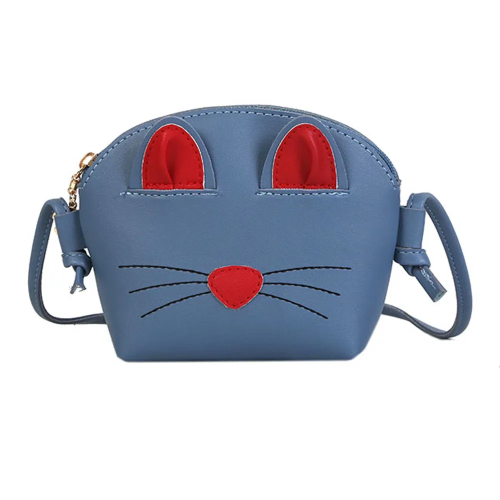 Сумка для девочек, сумки через плечо, сумки, милые сумки с кошками, Детская мини-сумка через плечо - Цвет: blue