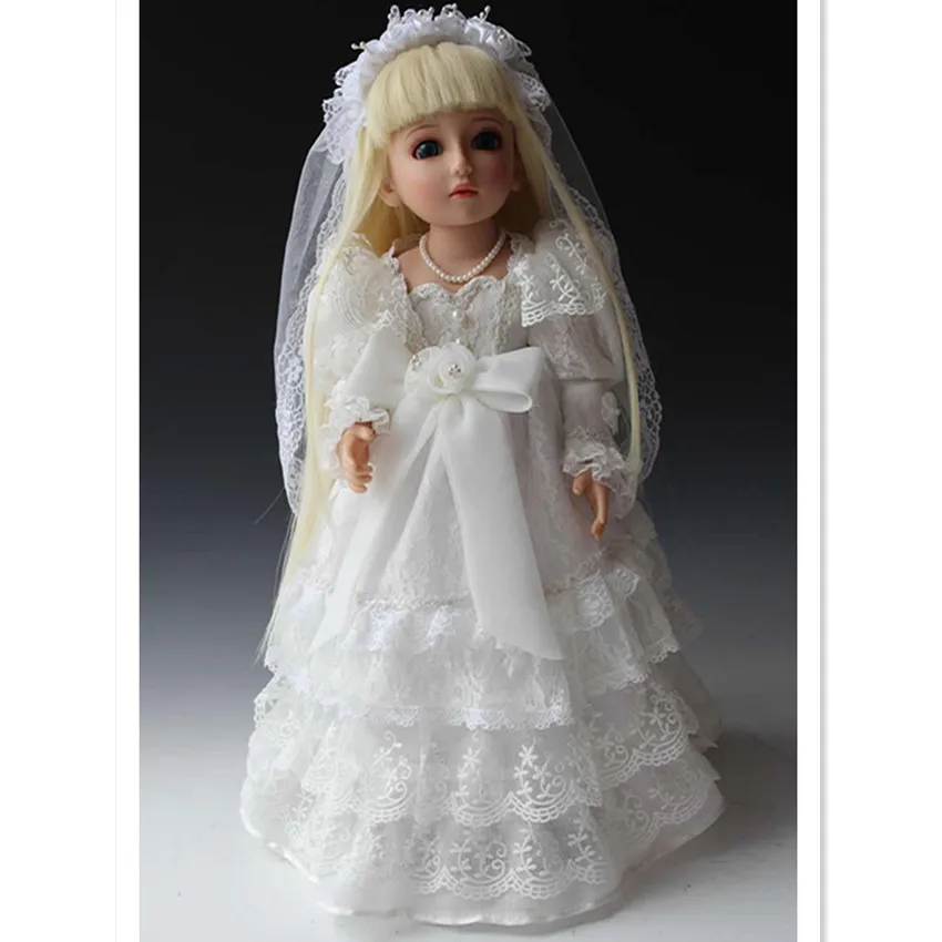 

New Style SD/Bjd Doll Girls Doll with Wedding Dress Blue Eyes,18 Inch Cute Princess Doll Toys for Children's Gift
