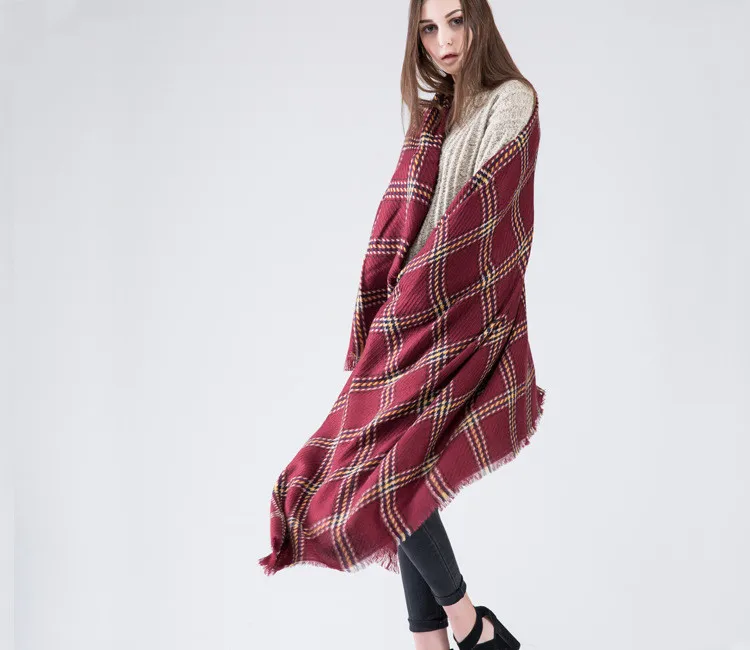 New Luxury Brands Cashmere Scarf Unisex Woolen Shawl And Wrap Warm Long Pashmina font b Tartan