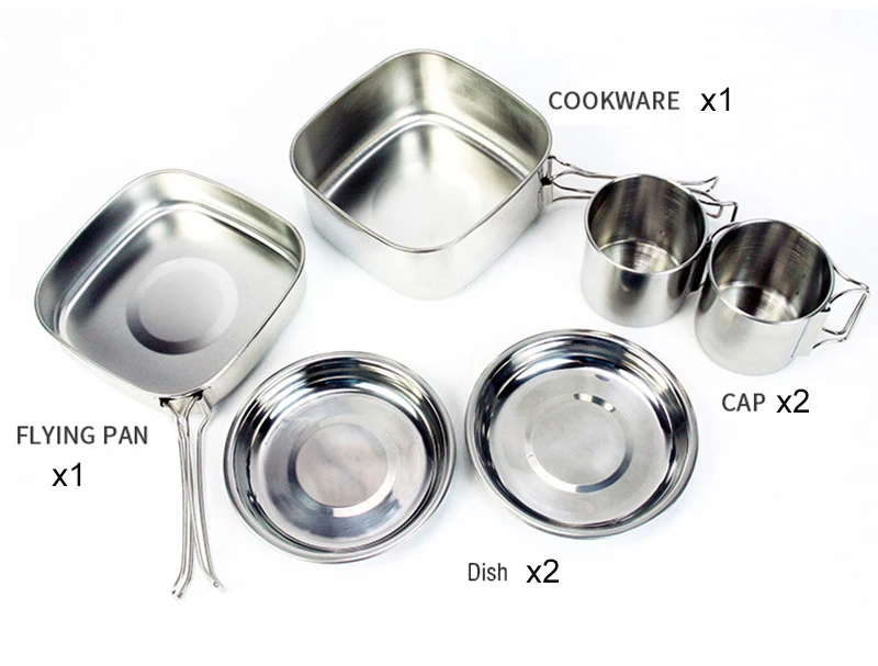 6 unids/set al aire libre de acero inoxidable de Picnic olla Pan Kit de Camping senderismo mochila utensilios de cocina/placa/de la tazón/taza/Pan cubierta de cocina 6 unids/set al aire libre de acero inoxidable de Picnic olla Pan Kit de Camping senderismo mochila utensilios de cocina/placa/de la tazón/taza/Pan cubierta de cocina