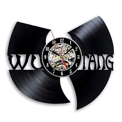 Винтажные виниловые настенные часы современный дизайн Музыкальная Тема WU TANG CLAN хип-хоп часы настенные часы домашний Декор подарок для фанатов - Цвет: 1