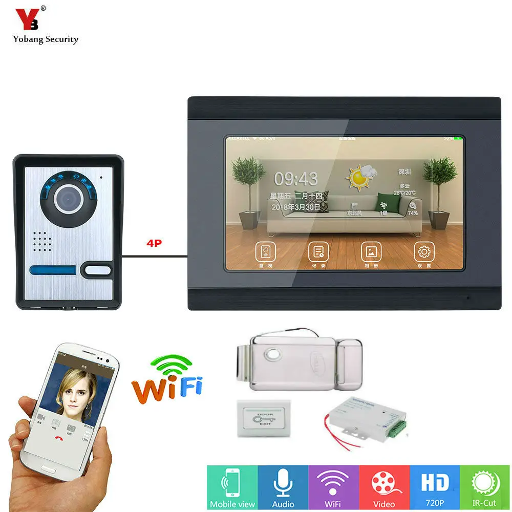 

YobangSecurity Video Intercom 7 Inch Monitor APP Remote Control Wifi Wireless Video Door Phone Doorbell Camera Intercom System