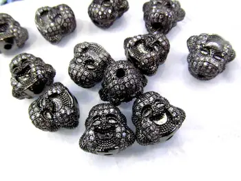 

12pcs 15x15mm Bling Pave Micro Pave Diamond gunmetal Jewelry buddha Gold Silver Jewelry beads charm connector finding