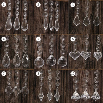 

10pcs Acrylic Crystal Beads Drop Shape Garland Chandelier Hanging Party Decor Wedding Decoration Centerpieces For Tables