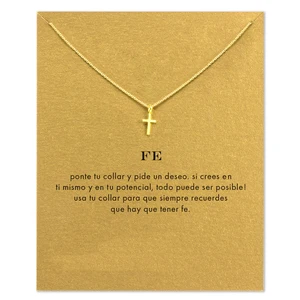 Hot Sale FE Cross Necklace Gold Dipped Pendant Necklace Clavicle Chain Statement Necklace Women Jewelery D073 Hot Sale FE Cross Necklace Gold Dipped Pendant Necklace Clavicle Chain Statement Necklace Women Jewelery D073