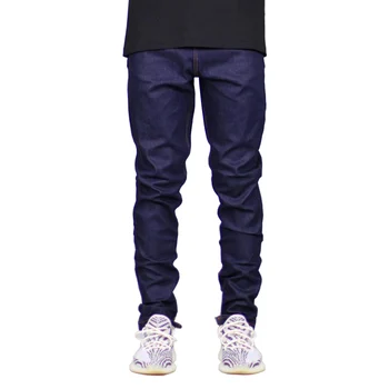 

Men Jeans Stretch Denim Dark Blue Skinny Zipper Causal Stretch Feet Jeans