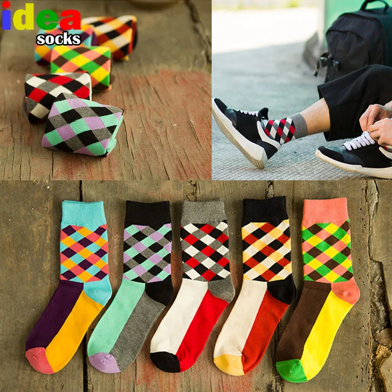 Men&Women Summer Rainbow Socks Cool Colorful Strip Long Geometry Fun Socks Men's Suits Dress Socks for Wedding meias calcetines