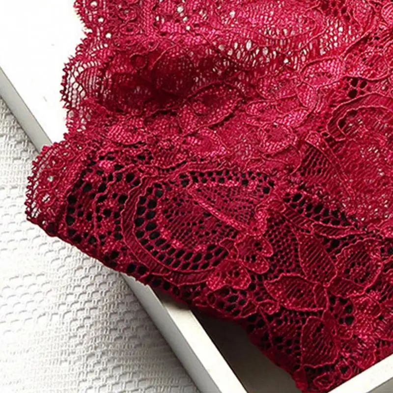 Women Girls Summer Sexy Wine Red Lace Crochet Perspective Low Elastic Waist Triangle Underwear Panties Bottom Pants Briefs