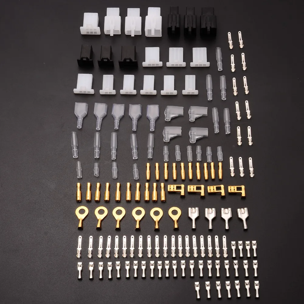 

144pcs 2.8mm Motorcycle Bullet Connector Wiring Loom Automotive Harness Auto Terminal Repair Kit with Insulation Covers