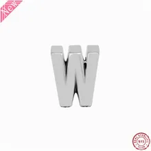 925 пробы серебряная буква W Шарм бусы тиснением с сердечками и в горошек DIY Fit Пандора Подвески для женщин ювелирных изделий LE017-W