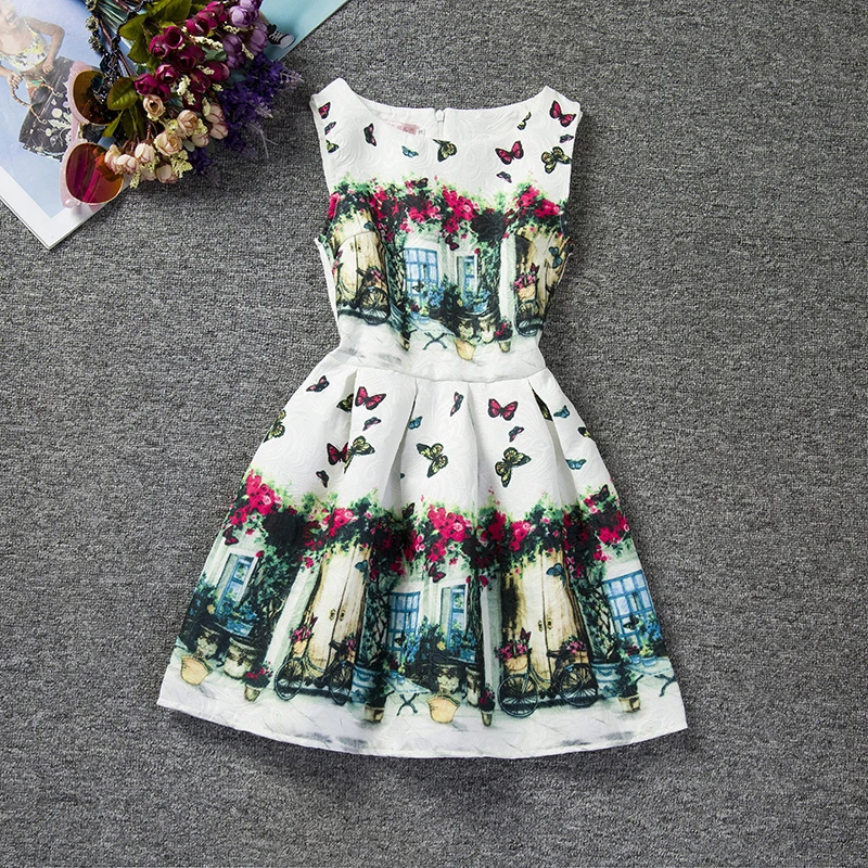 

Children's Clothing Girl Floral Dress butterfly printed princess party dress for teen Girl Wedding 6-12 years girls kids clothes