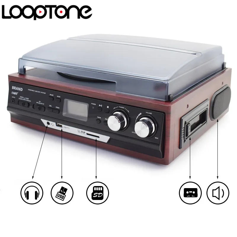 LoopTone Bluetooth Stereo Phono Turntable Vinyl LP