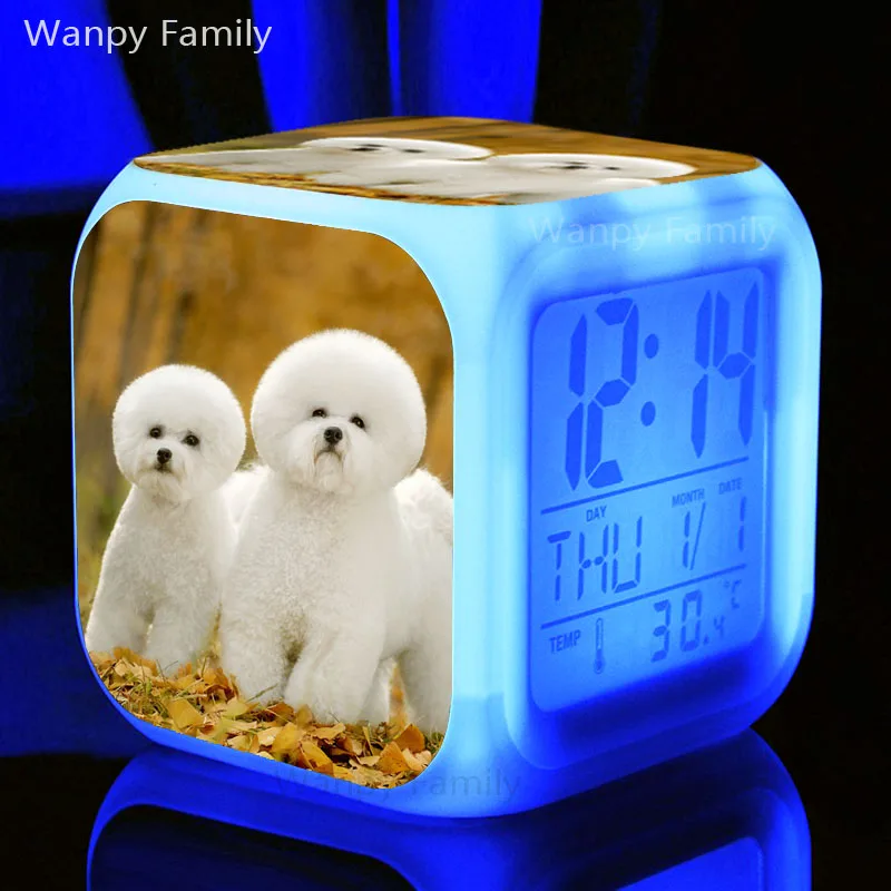 Хаски собака светодиодный Будильник 7 цветов Изменение Светящиеся Цифровой Детский будильник подарок многоцелевой ночник часы