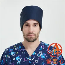 Скраб шапки для Для женщин медицинские Шапки Cat принтом черный Tieback эластичный участок хлопок хирургических шапки