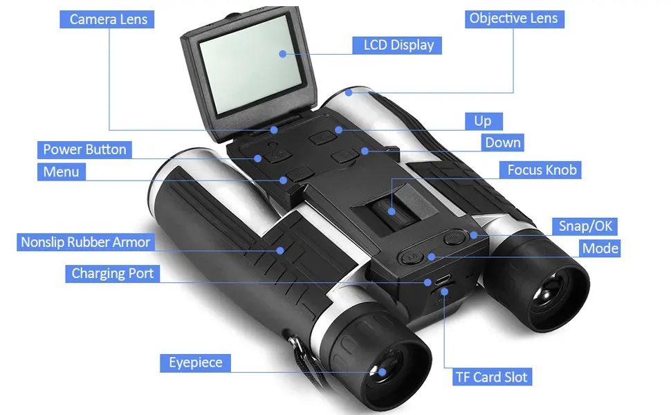 12x32 5MP فيديو صور مسجل كاميرا رقمية مناظير تلسكوب مع 2 \