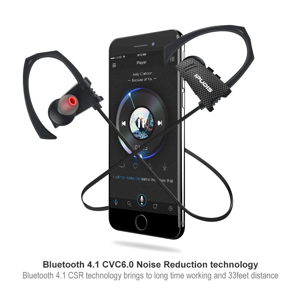 IPUDIS Bluetooth наушники IP67 Водонепроницаемый гарнитура с ушной крючок Беспроводной