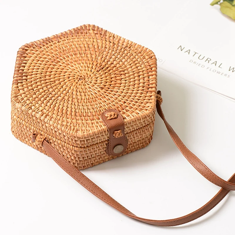 rattan round sling bag