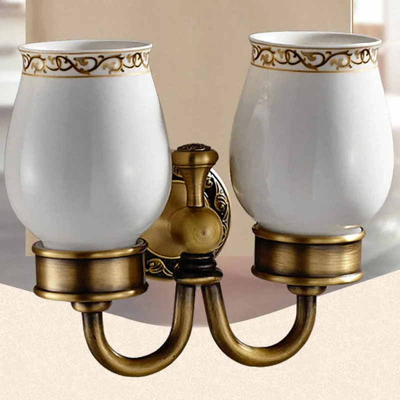 Antique Carved Double Cup Holder Brass Collection Towel Rack Bathroom Accessories Creative Paper Holder Bathroom Hardware Set Antique Carved Double Cup Holder Brass Collection Towel Rack Bathroom Accessories Creative Paper Holder Bathroom Hardware Set