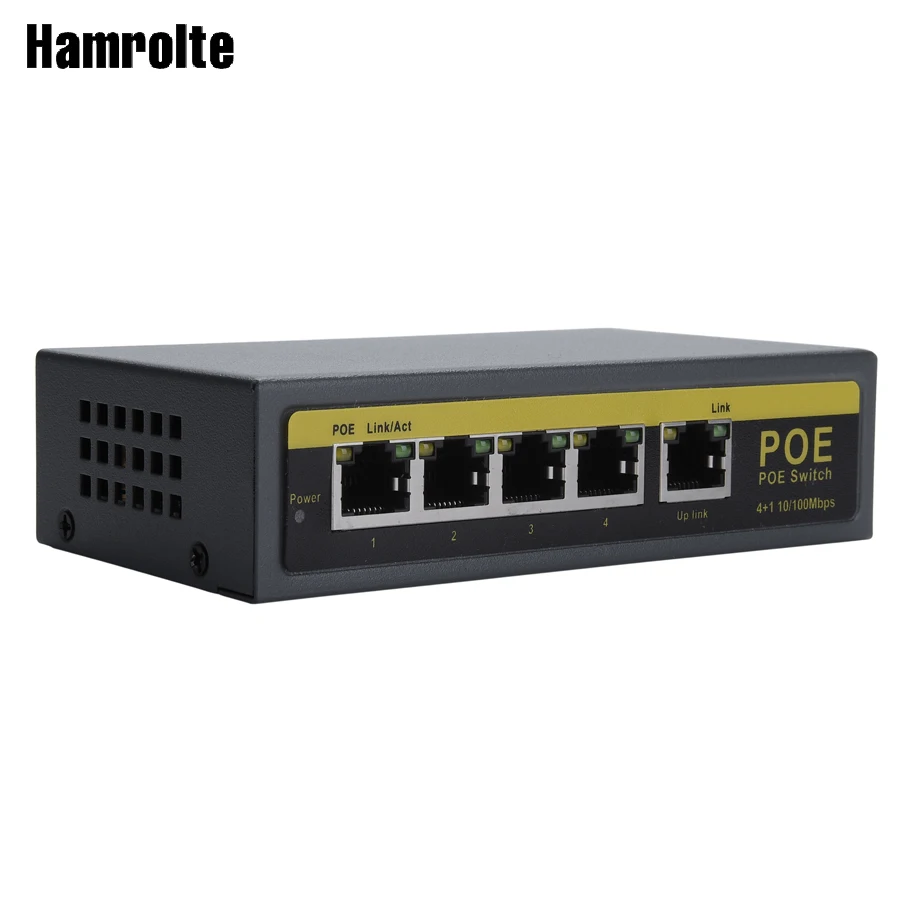 Hamrolte POE коммутатор 4CH IEEE802.3af 10/100 Мбит/с Smart Коммутатор POE питания через Ethernet для ip-камера NVR безопасности система Max 100 м