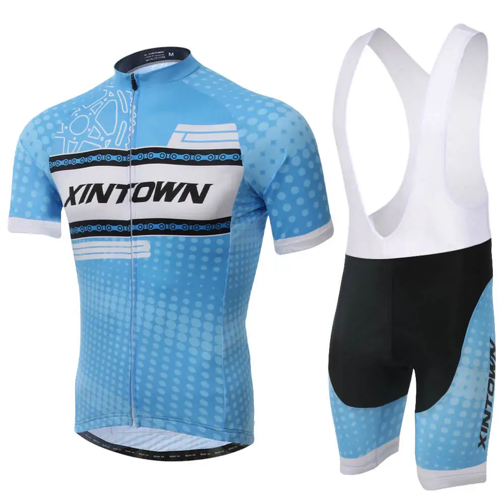 

XINTOWN Short Sleeve Cycling Jersey Set Breathable Bib Shorts Clothing Cycling Running Jogging Wear Shirts Men Summer Bib Shorts
