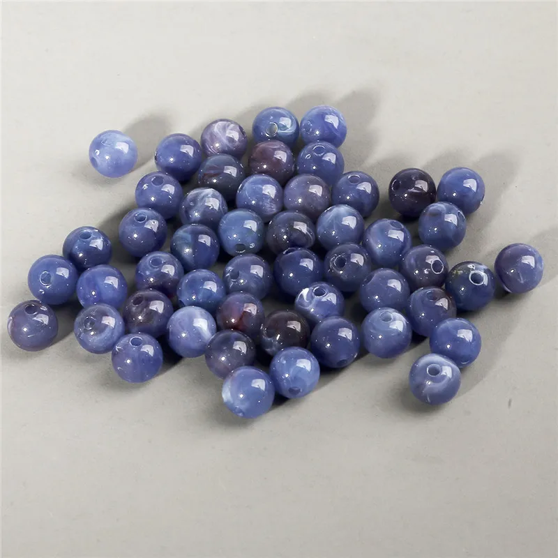 Wholesale 6mm 8mm 10mm Acrylic Clouds Beads Effect Round BEADS Spacer Loose Beads For Jewelry Making DIY Bracelet - Цвет: Royal Blue