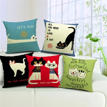 

Hot sale Lovely Cat Pillow Case Sofa Waist Throw Cushion Cover Home Decor capa de almofada Game Of Thrones Pillowcase Sofa Home