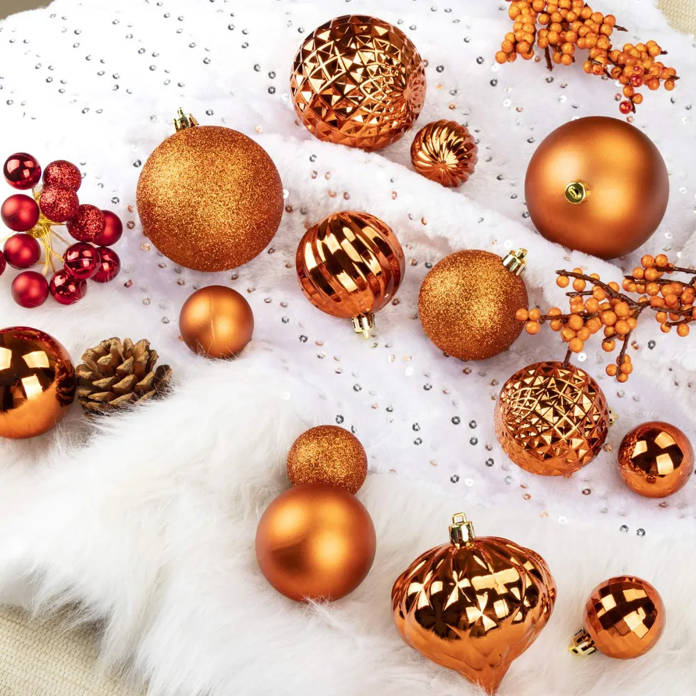 Украшения для рождественских шаров, 34 шт. небьющиеся шары для рождественской елки для праздничной вечеринки, украшения для рождественской елки